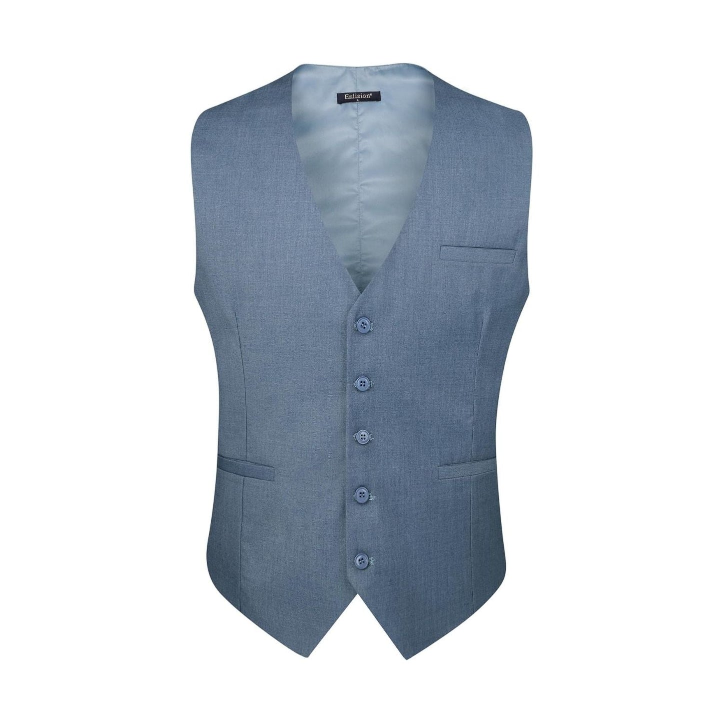 Hisdern Men's Navy Blue Satin Suit Vest Formal Wear