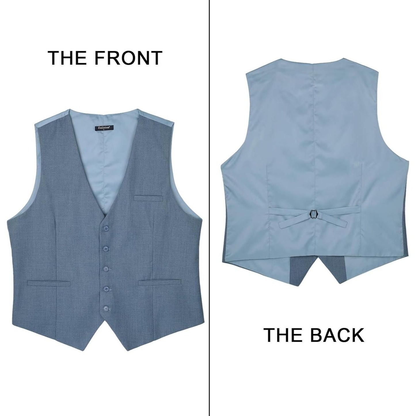 Hisdern Men's Navy Blue Satin Suit Vest Formal Wear