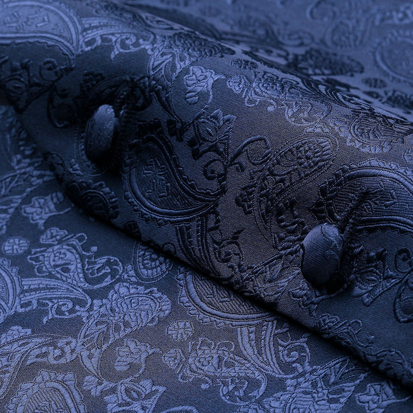 Hisdern Men's Navy Blue Paisley Vest Tie Set For Weddings Anniversary