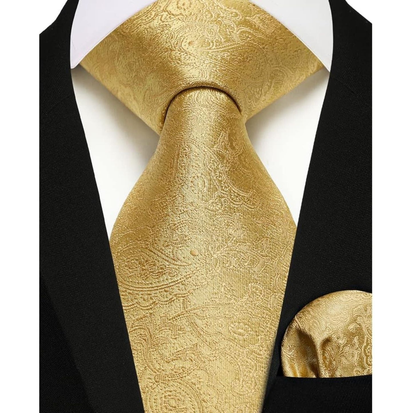 Hisdern Men's Gold Paisley Vest Tie Set For Weddings