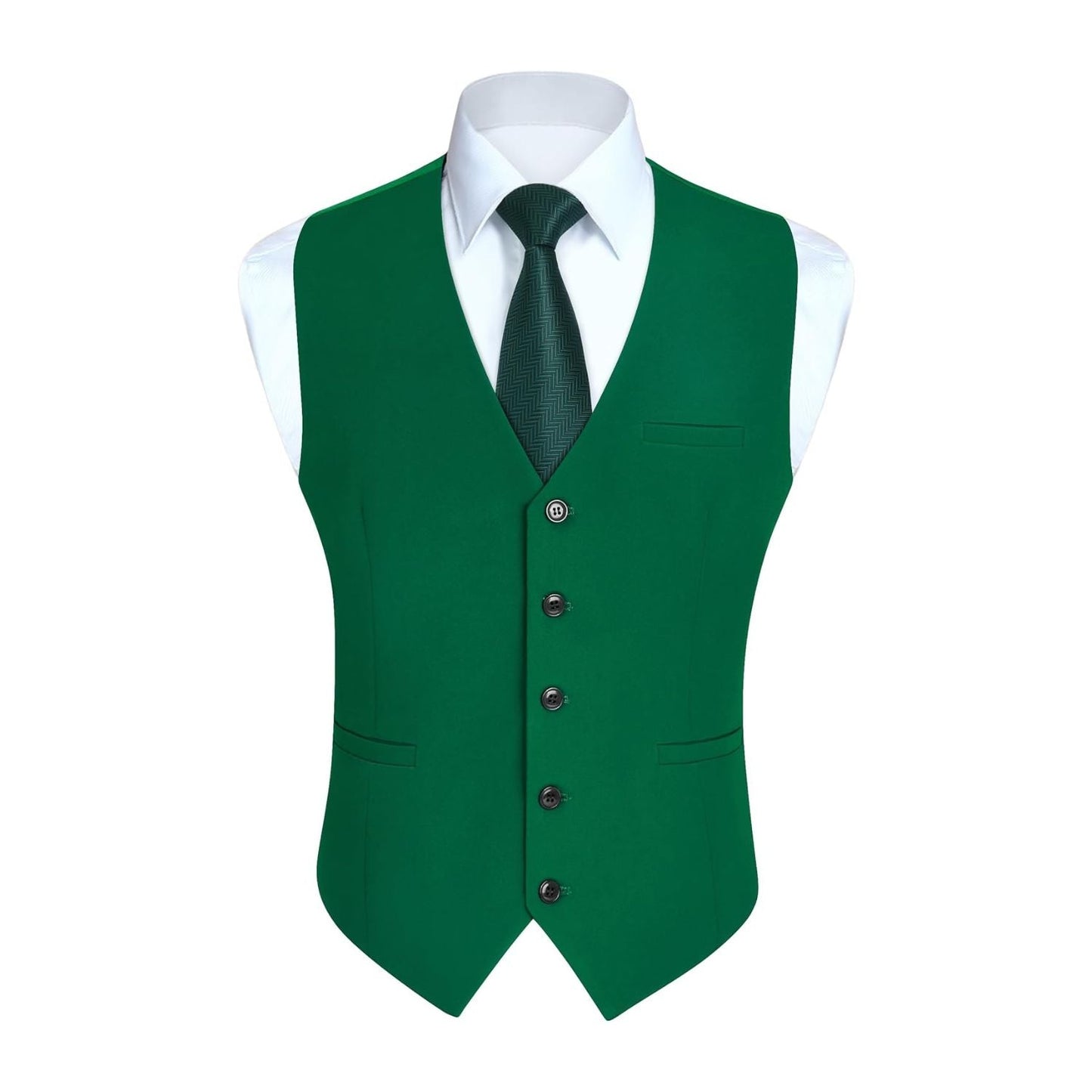 Hisdern Men's Green Satin Suit Vest Formal Wear