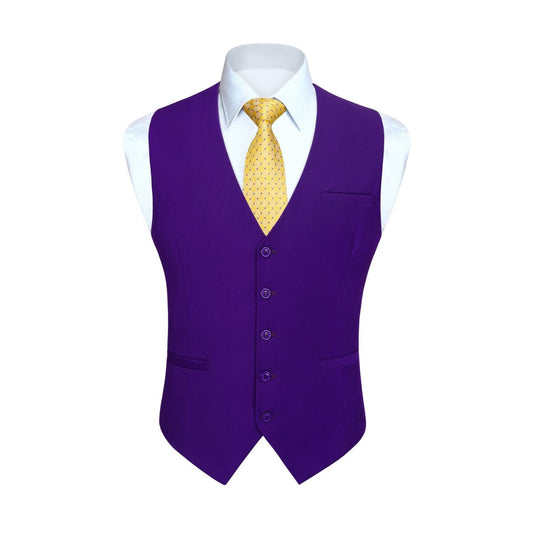 Hisdern Men's Purple Satin Suit Vest Formal Wear