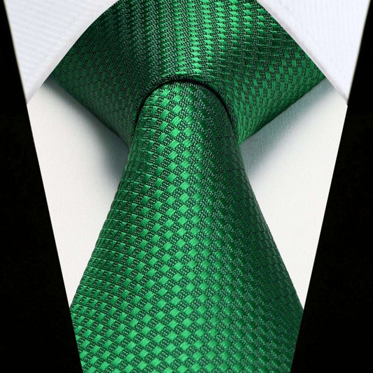 Hisdern Green Plaid Pocket Square With Matching Tie