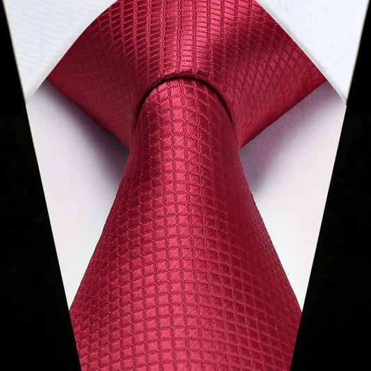 Hisdern Red Plaid Pocket Square With Matching Tie