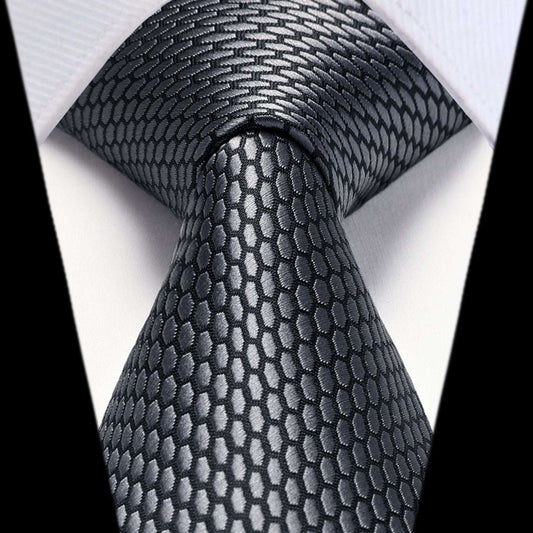 Hisdern Grey Plaid Pocket Square With Matching Tie