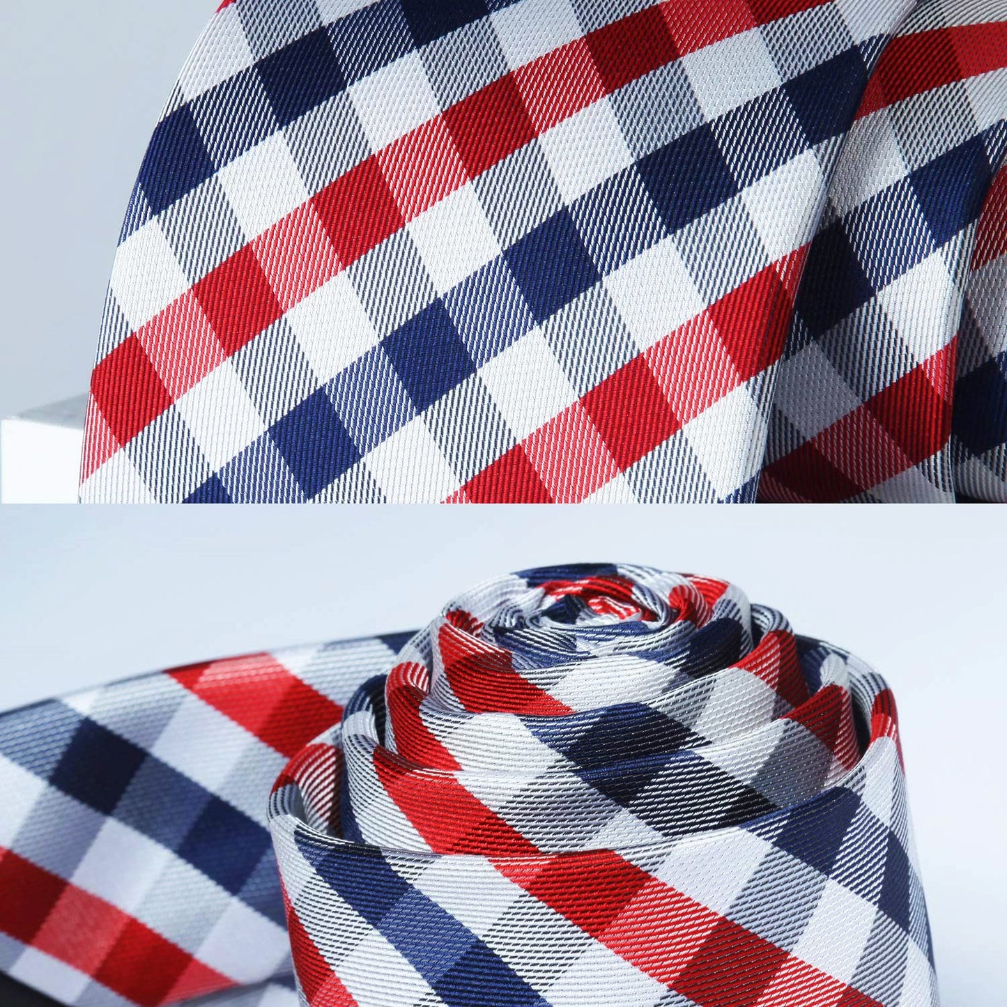 Hisdern Red Plaid Wedding Accessories Set