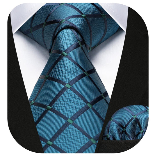 Hisdern Teal Plaid Wedding Accessories Set