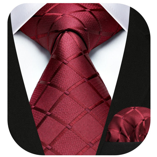 Hisdern Red Plaid Wedding Accessories Set