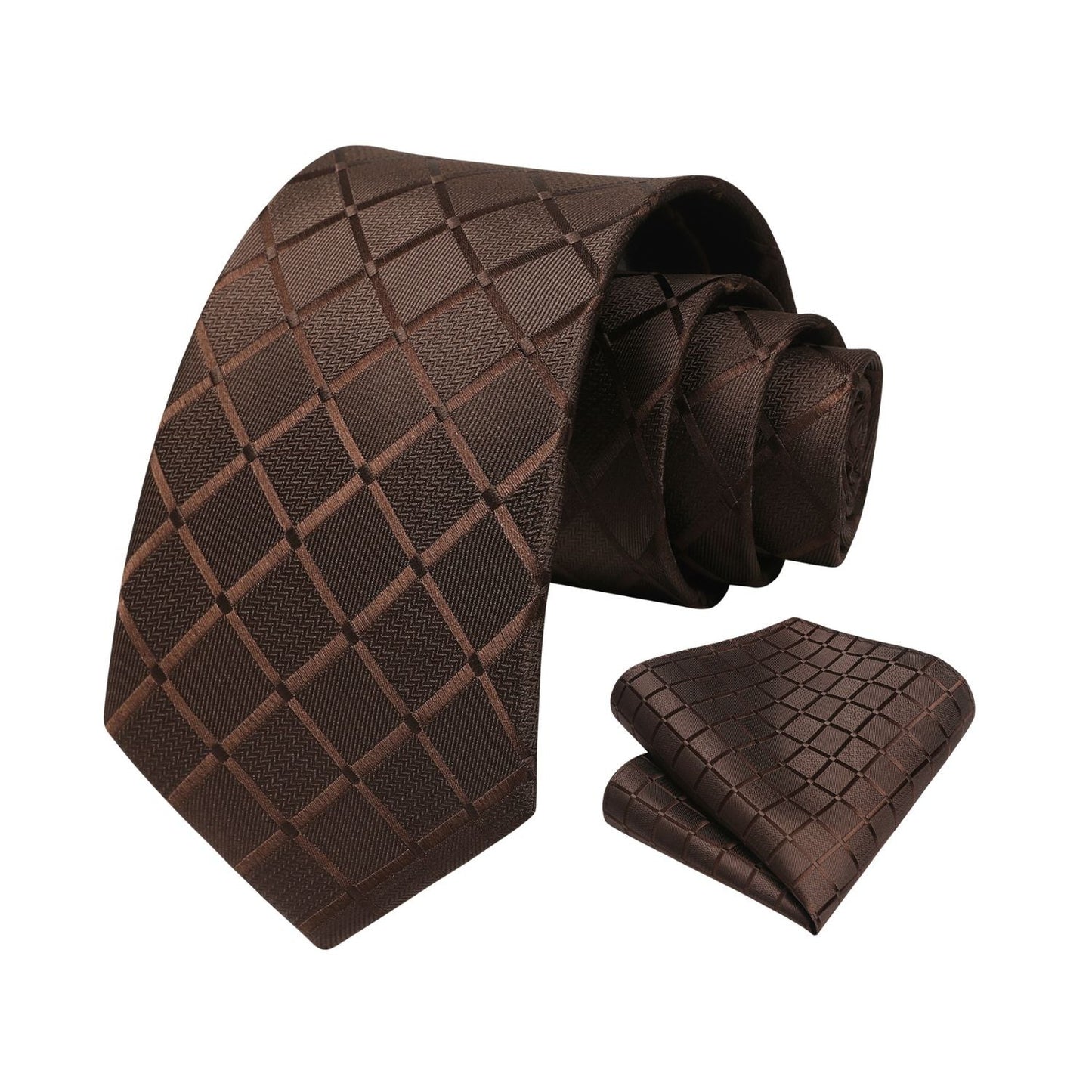 Hisdern Brown Plaid Wedding Accessories Set
