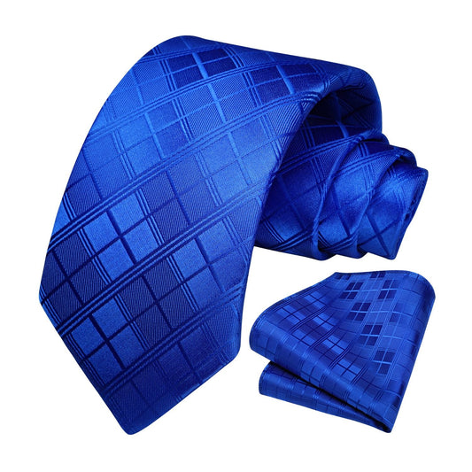 Hisdern Cobalt Blue Plaid Wedding Accessories Set