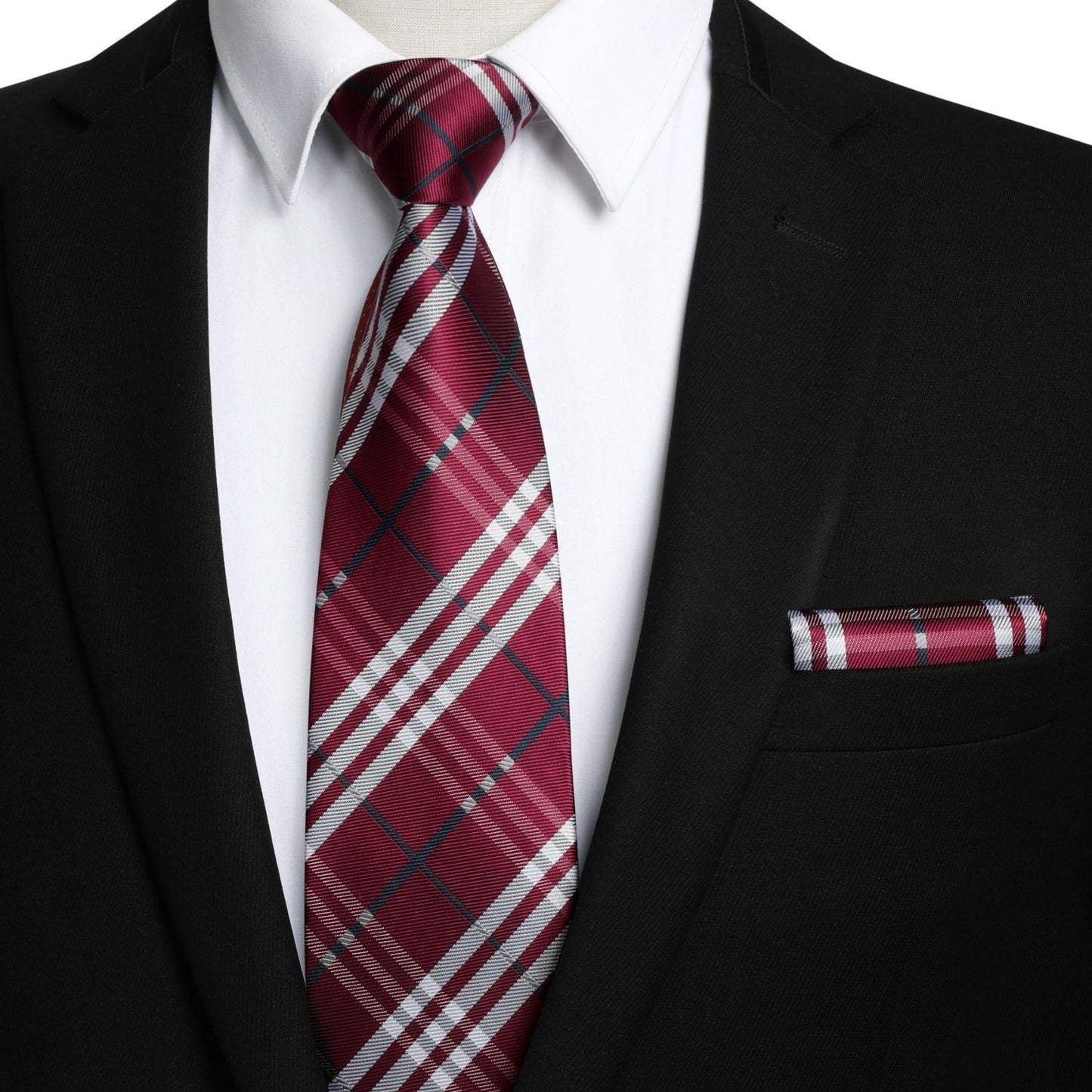 Hisdern Red Plaid Wedding Accessories Set