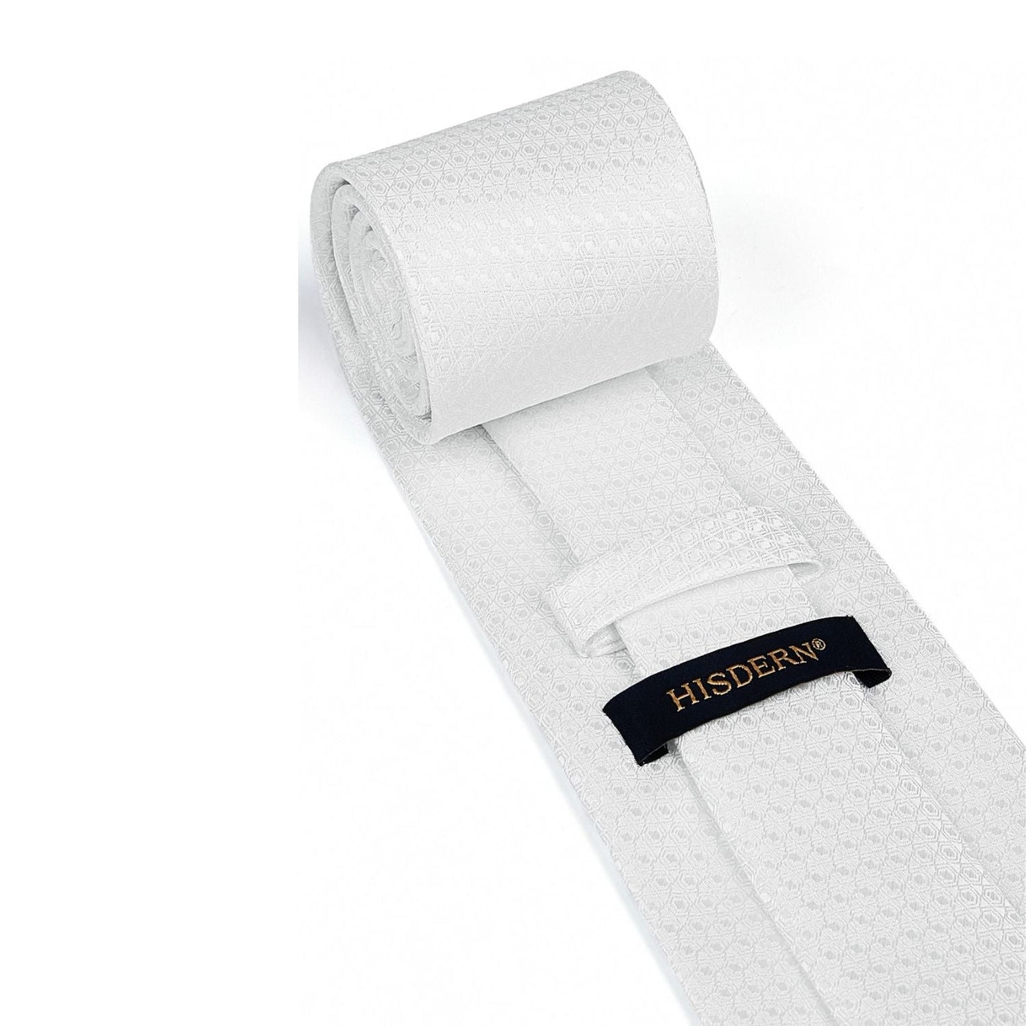 Hisdern White Plaid Pocket Square With Matching Tie
