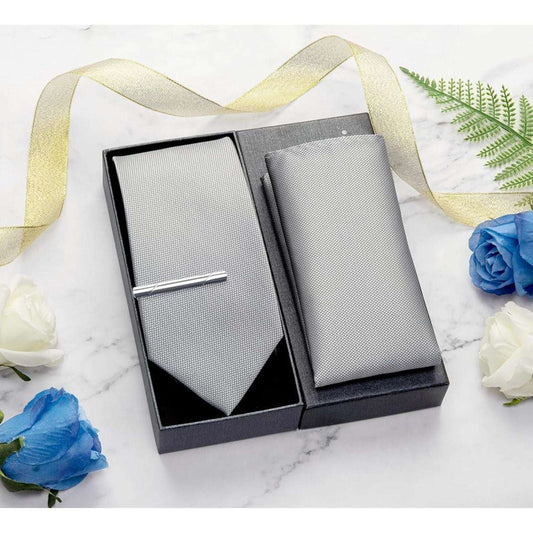 Hisdern Grey Plaid Wedding Accessories Set With Clip