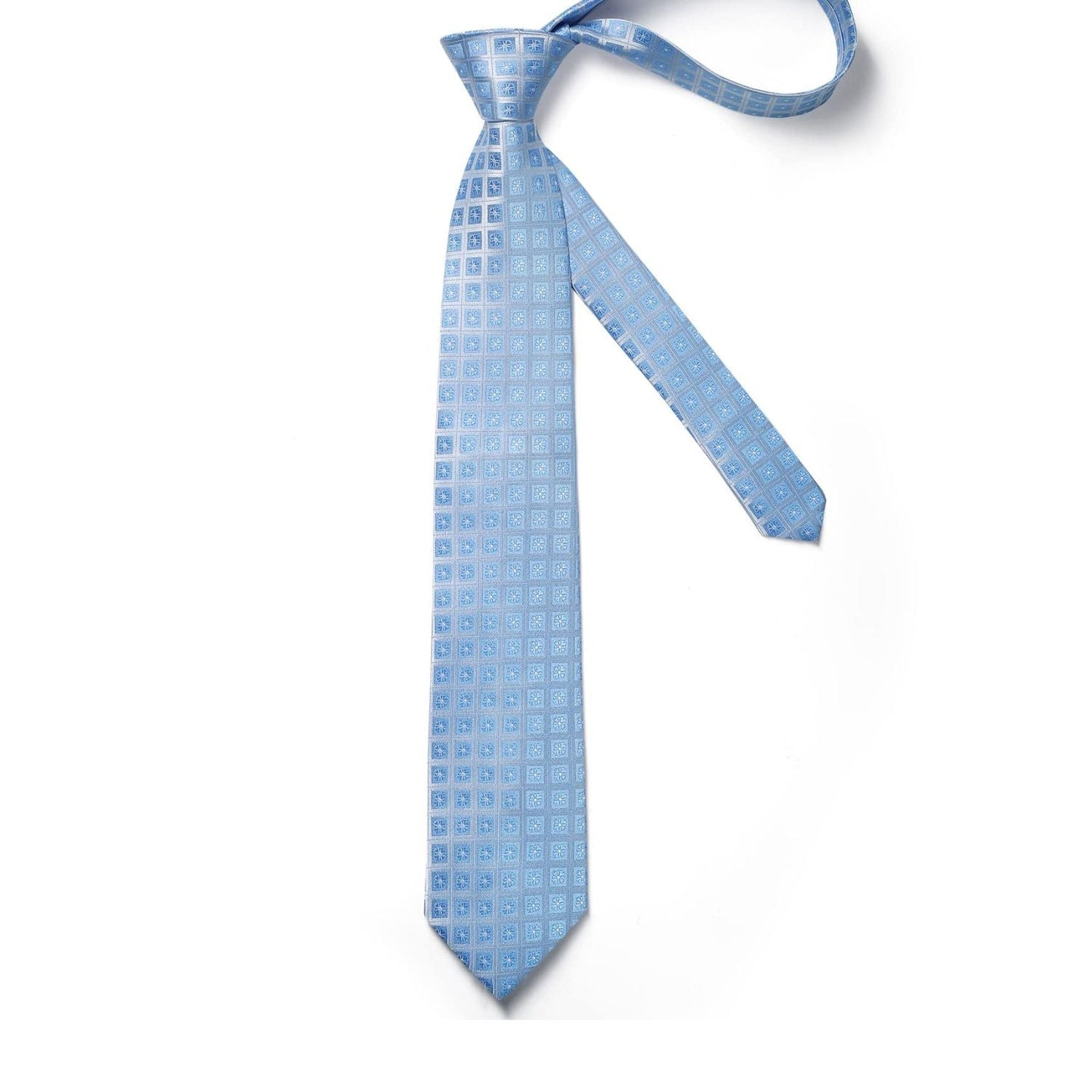 Hisdern Blue Plaid Tie Set For Groomsmen