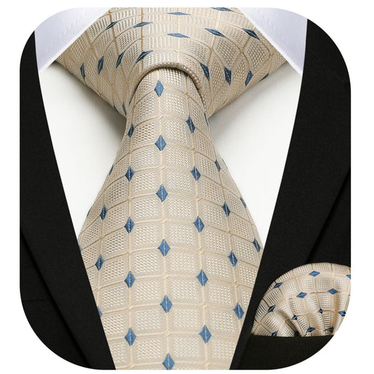 Hisdern Beige Plaid Wedding Accessories Set
