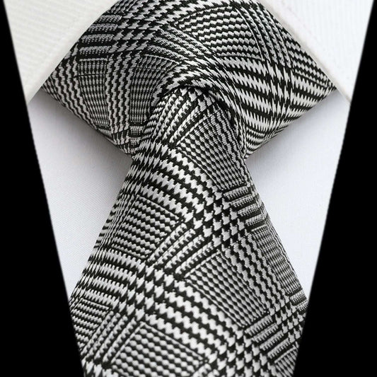 Hisdern Grey Plaid Business Tie Set