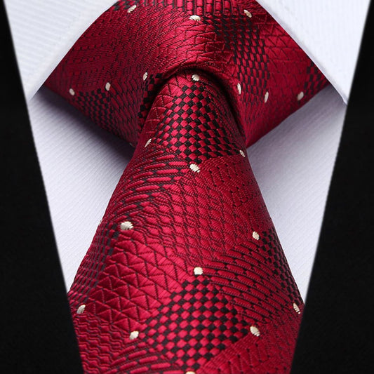 Hisdern Dark Red Plaid Wedding Accessories Set