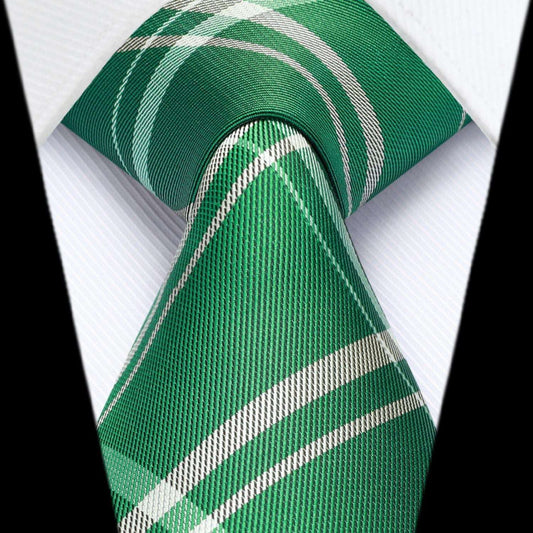 Hisdern Green Plaid Tie Set For Groomsmen