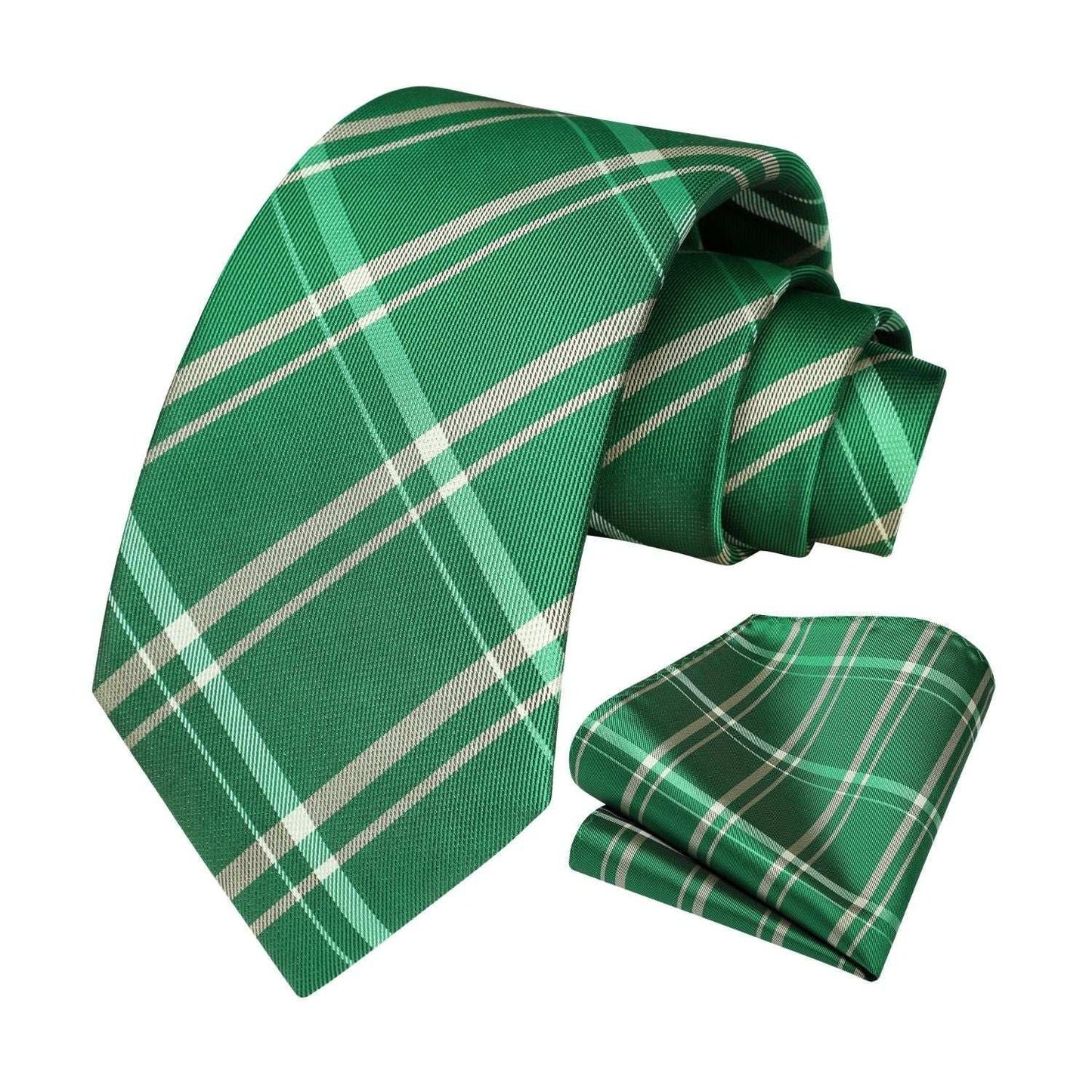 Hisdern Green Plaid Tie Set For Groomsmen