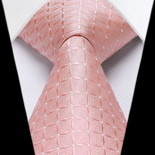 Hisdern Blush Pink Plaid Tie Set For Groomsmen