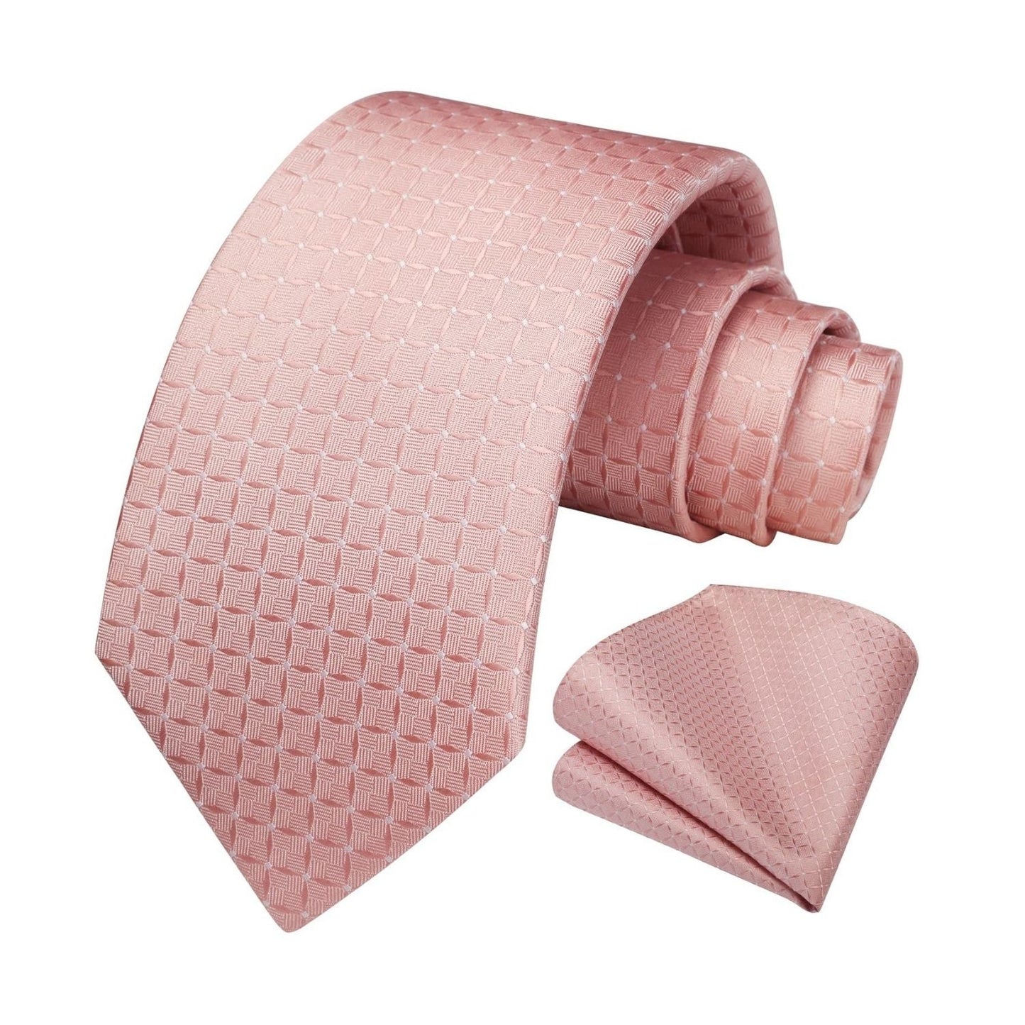 Hisdern Blush Pink Plaid Tie Set For Groomsmen