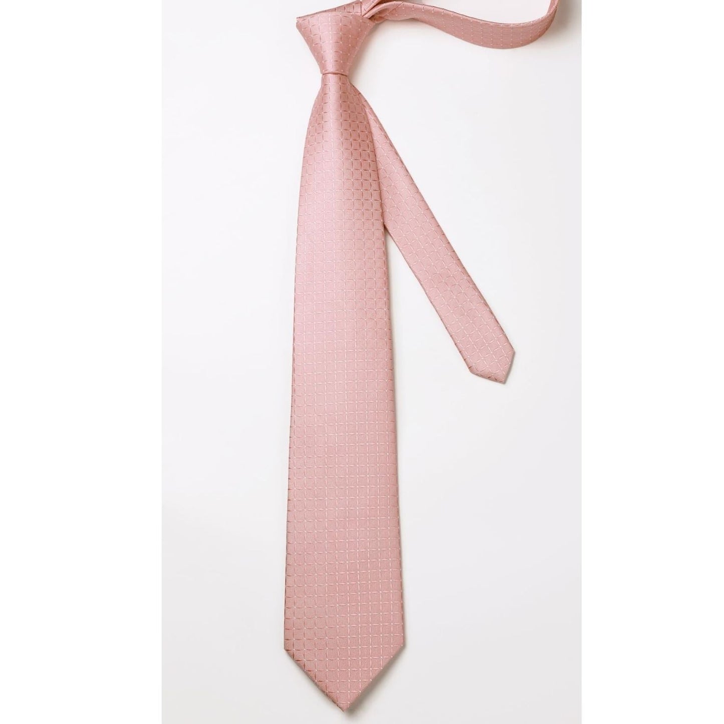 Hisdern Blush Pink Plaid Tie Set For Groomsmen
