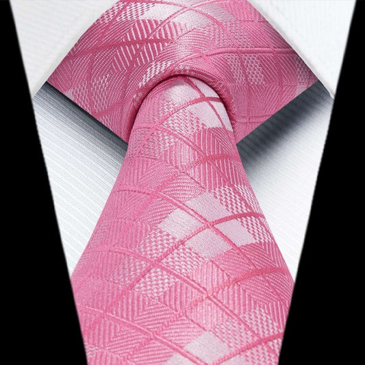 Hisdern Pink Plaid Wedding Accessories Set