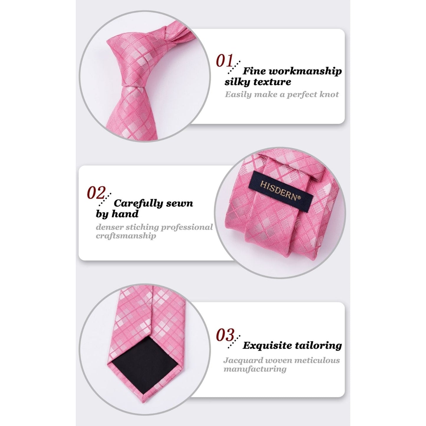 Hisdern Pink Plaid Wedding Accessories Set