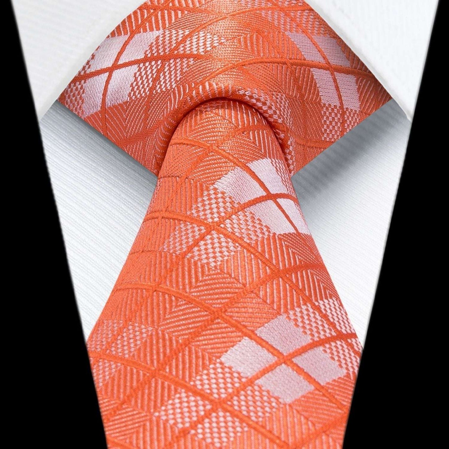 Hisdern Orange Plaid Wedding Accessories Set