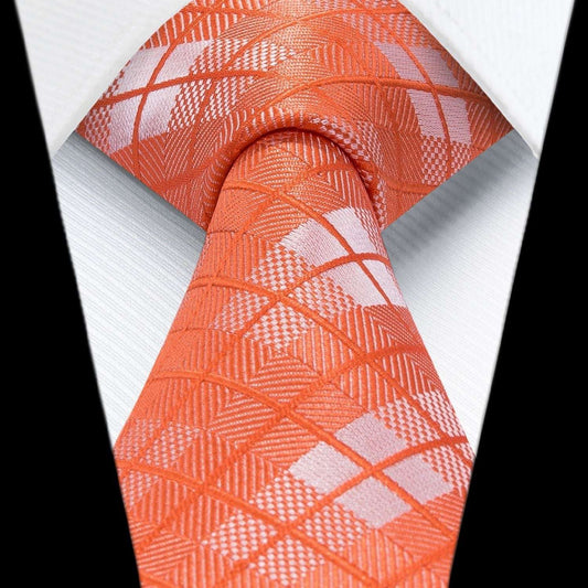 Hisdern Orange Plaid Wedding Accessories Set
