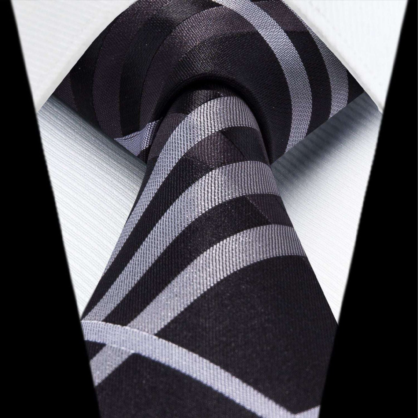 Hisdern Black Plaid Tie Set For Groomsmen