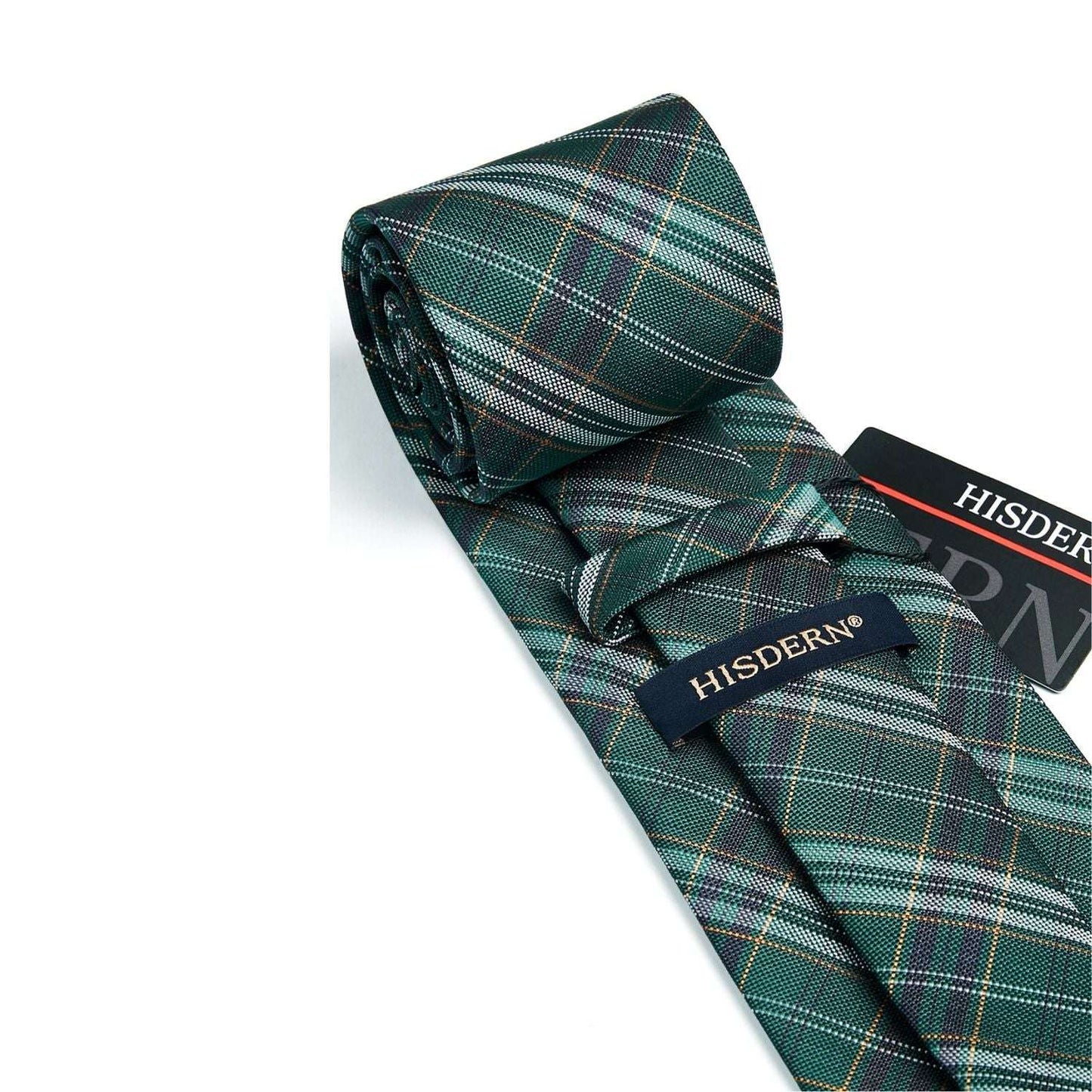 Hisdern Green Plaid Business Tie Set