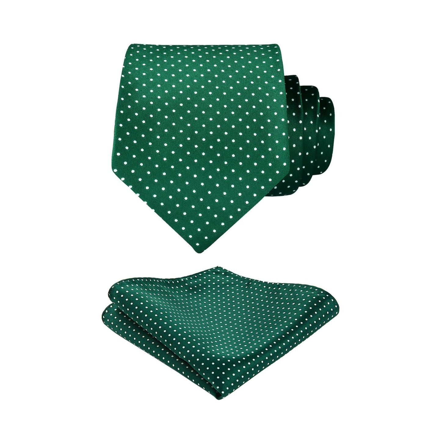 Hisdern Green White Polka Dot Print Tie Set For Formal Events