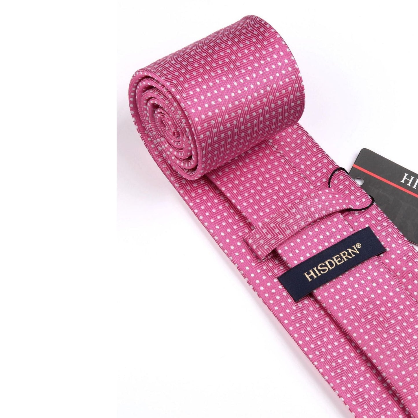 Hisdern Pink Polka Dot Tie Set For Groomsmen