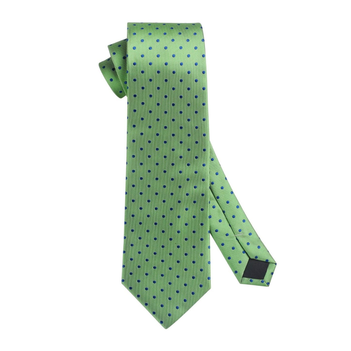 Hisdern Lawn Green Polka Dot Tie Set For Groomsmen