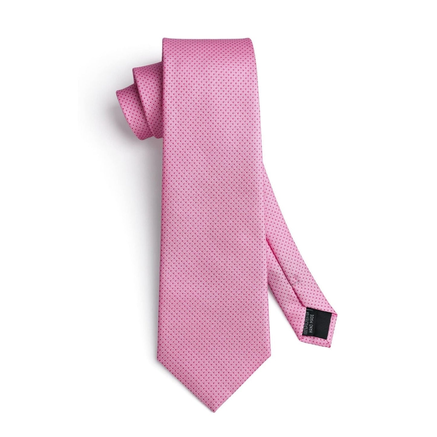 Hisdern Pink Houndstooth Business Tie Set with Cufflinks