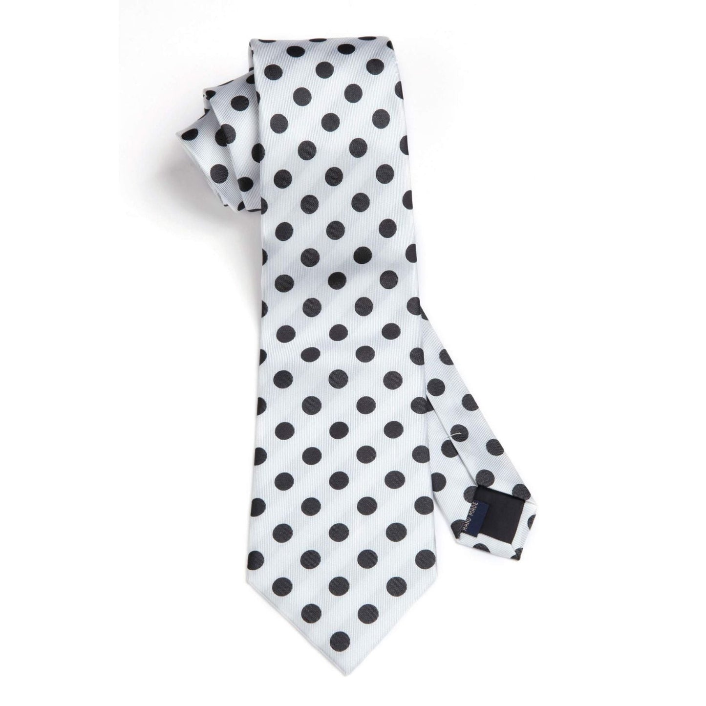 Hisdern White Polka Dot Print Tie Set For Formal Events