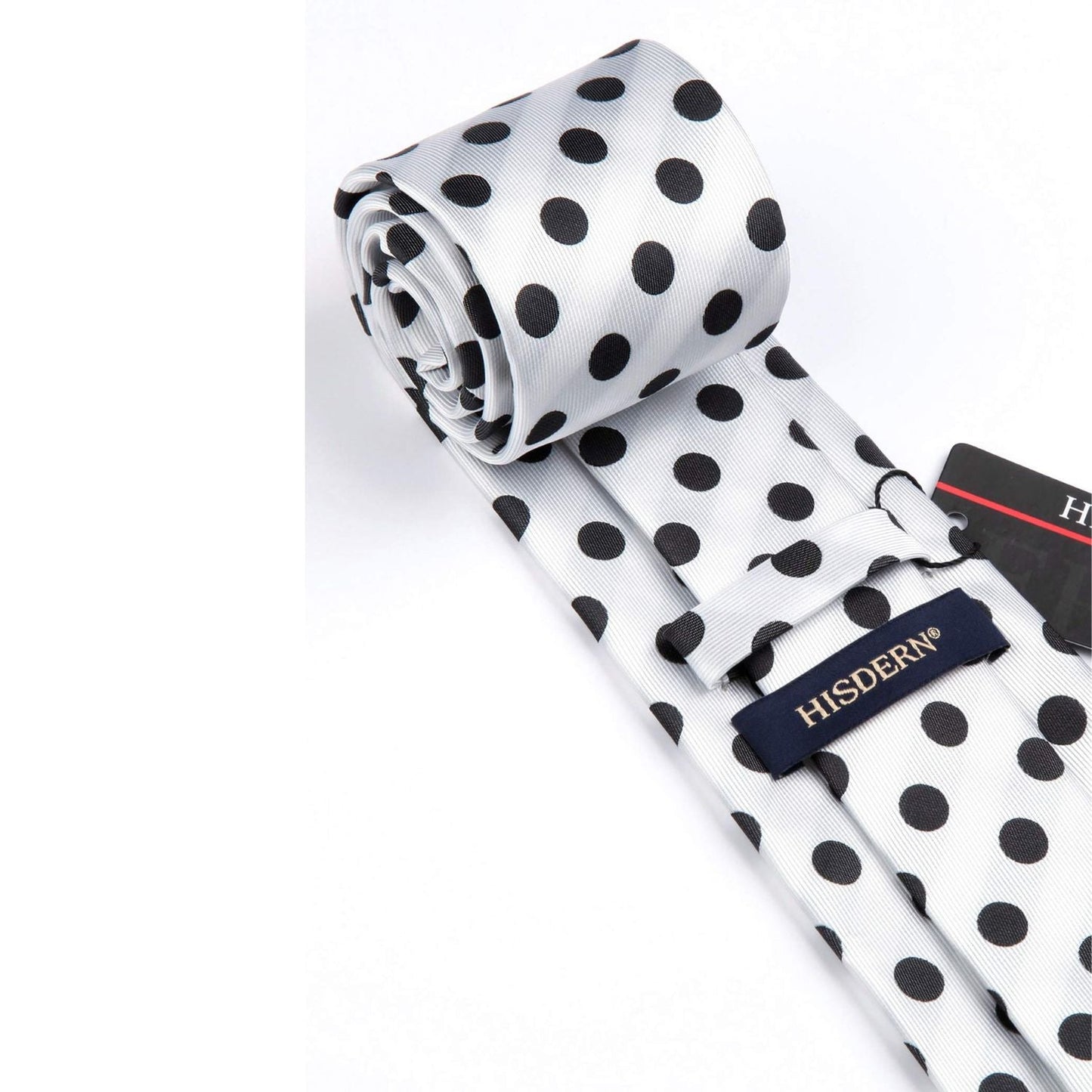 Hisdern White Polka Dot Print Tie Set For Formal Events