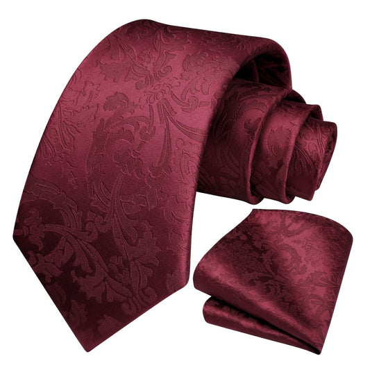 Hisdern Burgundy Floral Wedding Accessories Set