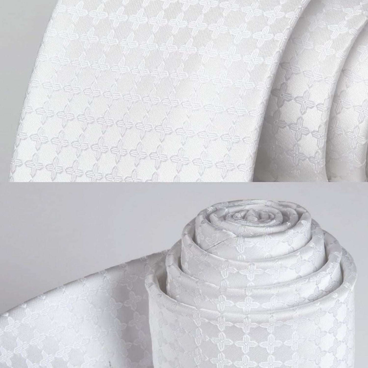 Hisdern White Plaid Wedding Accessories Set With Clip