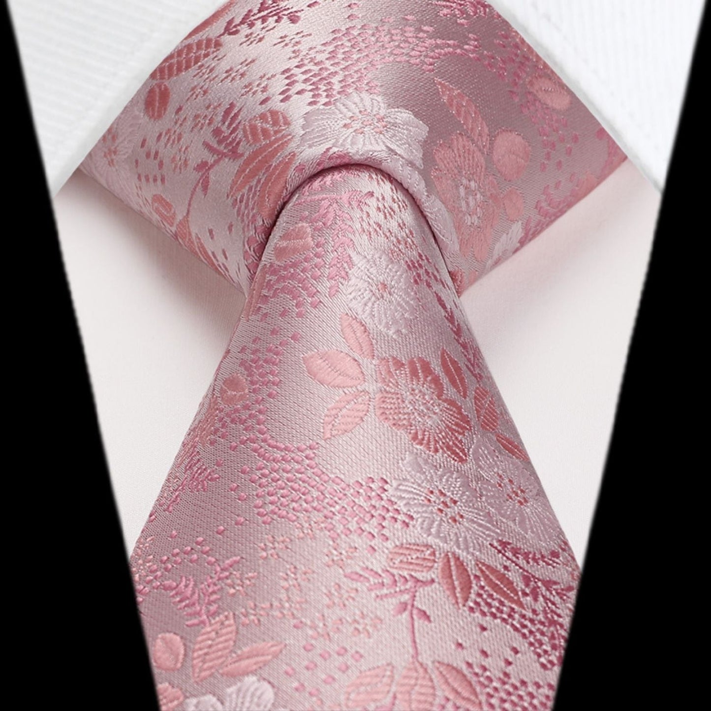 Hisdern Extra Long Pink Tie Set - Elegant Floral Academic Neckwear