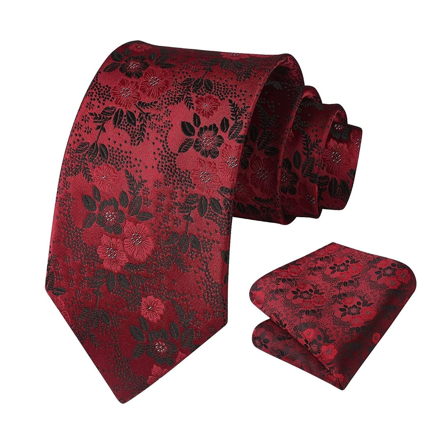 Hisdern Red Floral Wedding Accessories Set