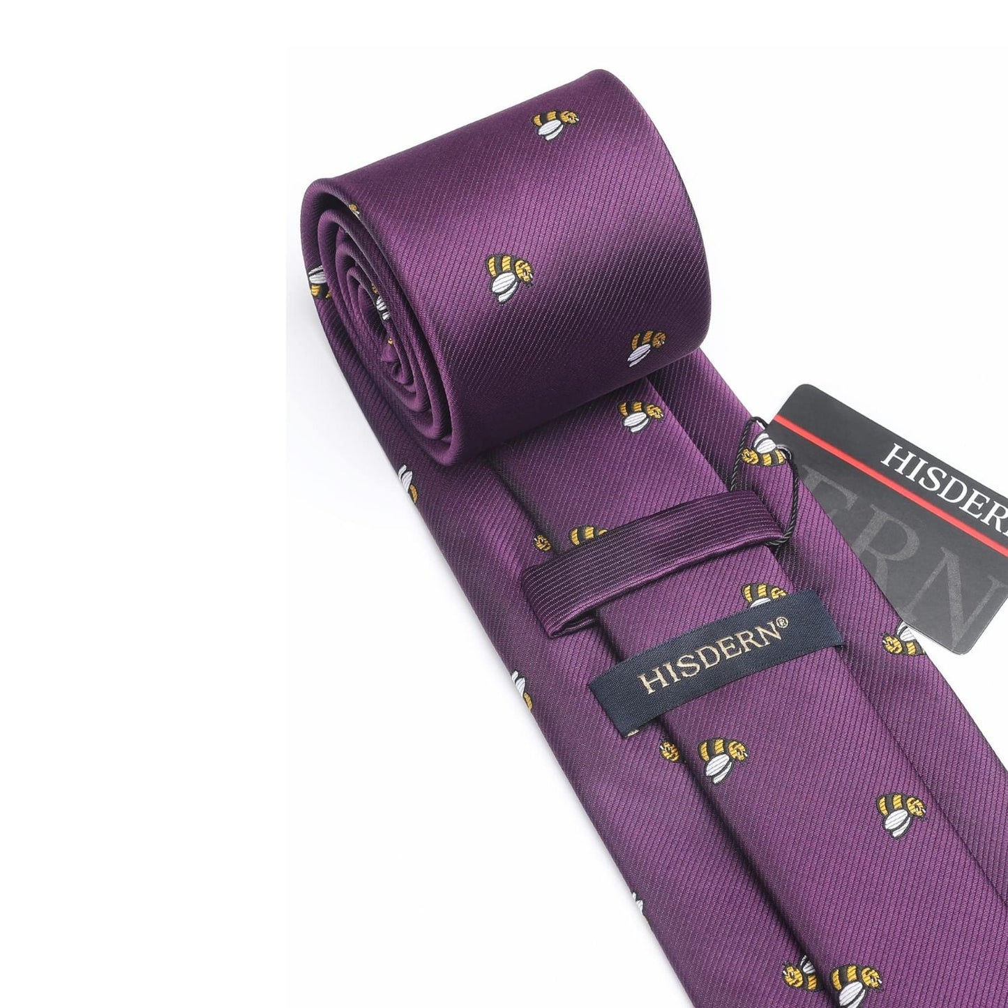 Hisdern Purple Bee Cute Print Pattern Tie Set