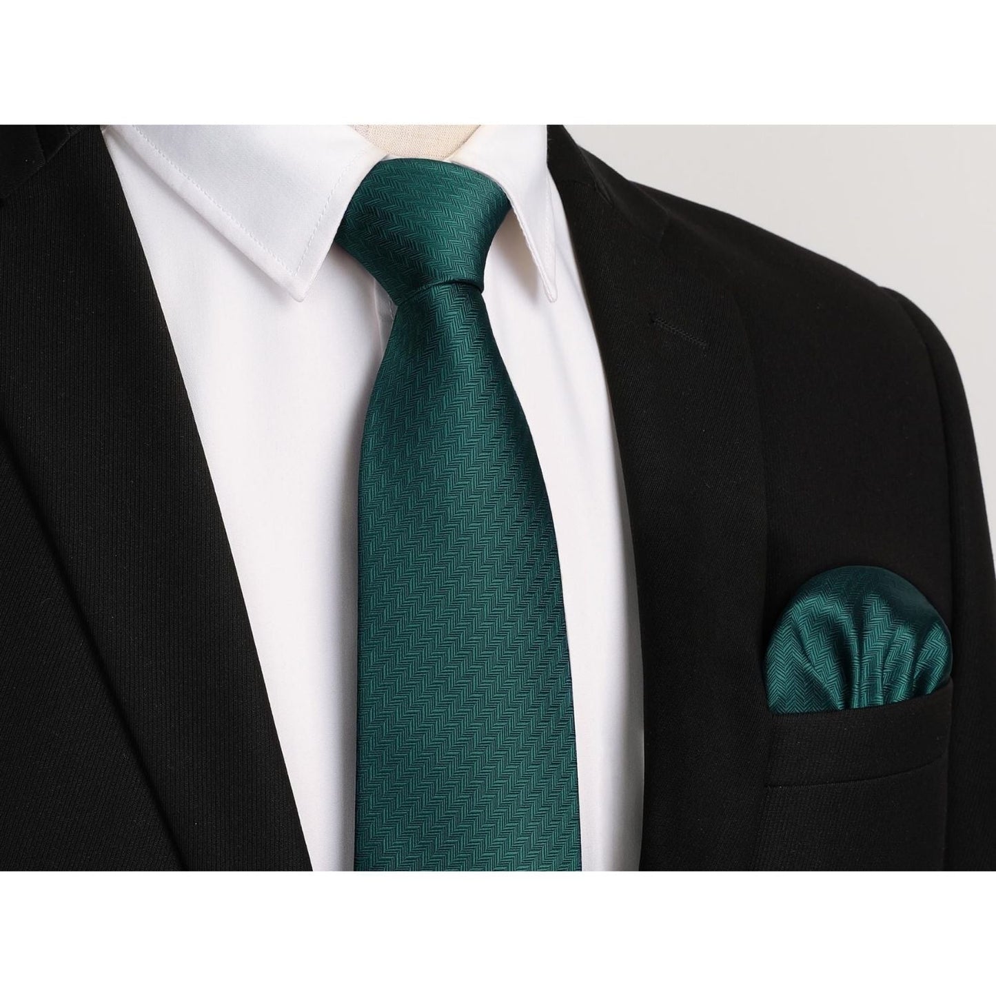 Hisdern Dark Green Houndstooth Wedding Tie Set