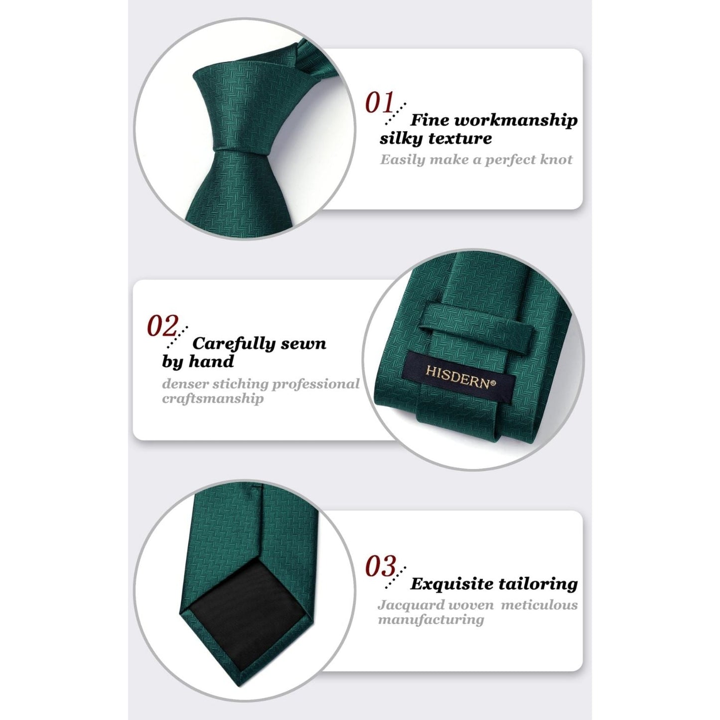 Hisdern Dark Green Houndstooth Wedding Tie Set