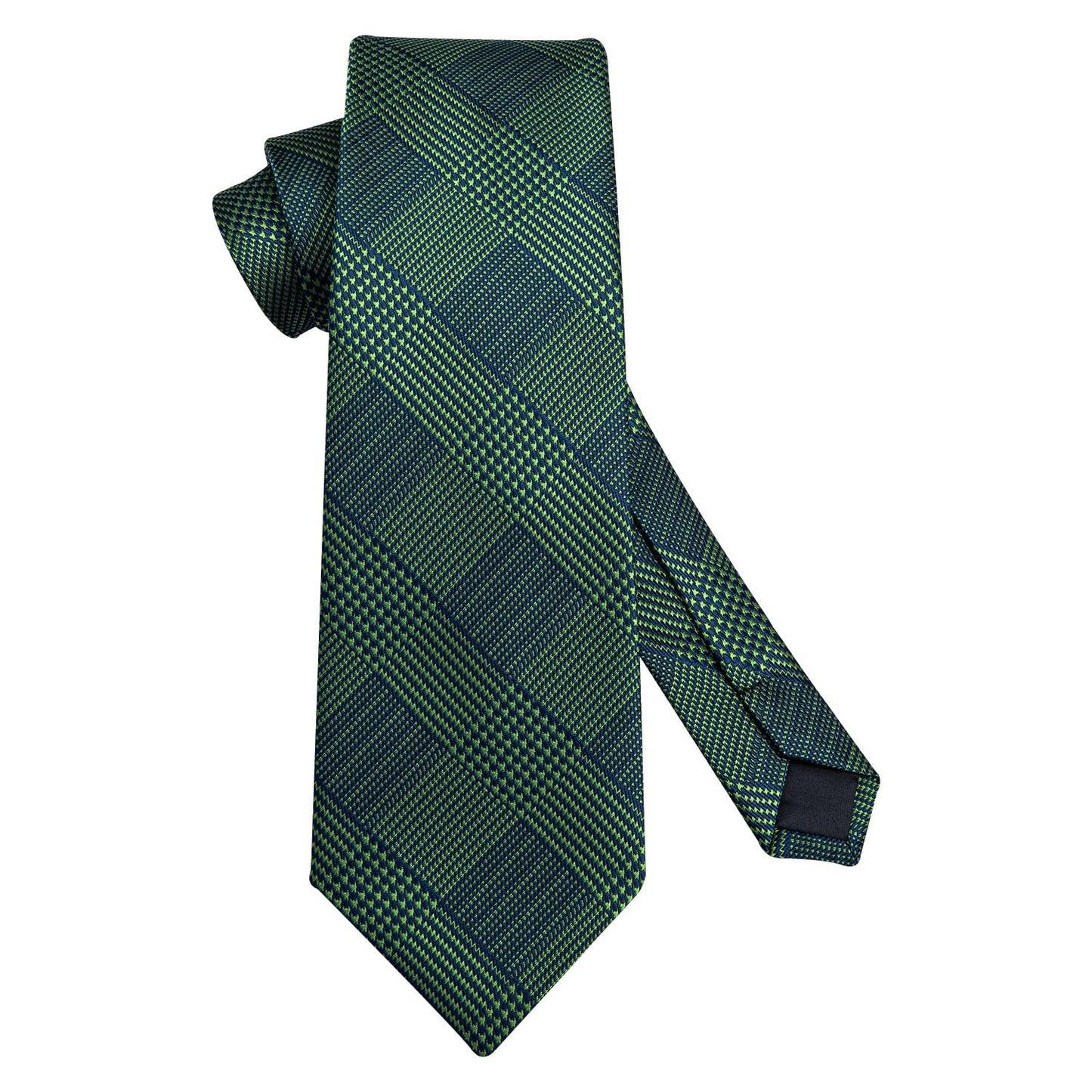 Hisdern Green Navy Blue Plaid Business Tie Set