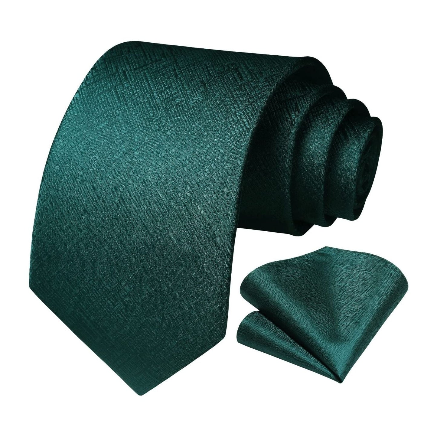 Hisdern Dark Green Plaid Wedding Tie Set
