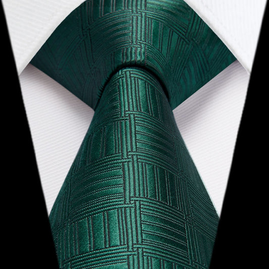 Hisdern Green Plaid Business Tie Set