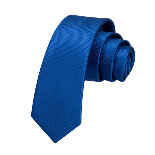 Hisdern Solid Print Skinny Tie Slim 2.4'' Formal Royal Blue Wedding Tie