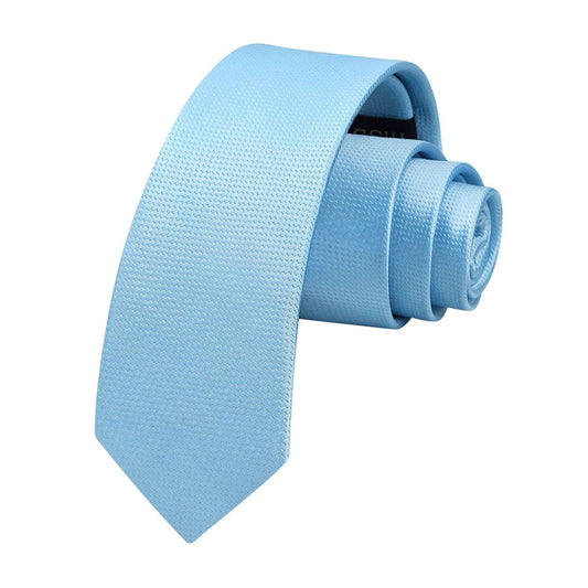 Hisdern Solid Print Skinny Tie Slim 2.4'' Formal Light Blue Wedding Tie